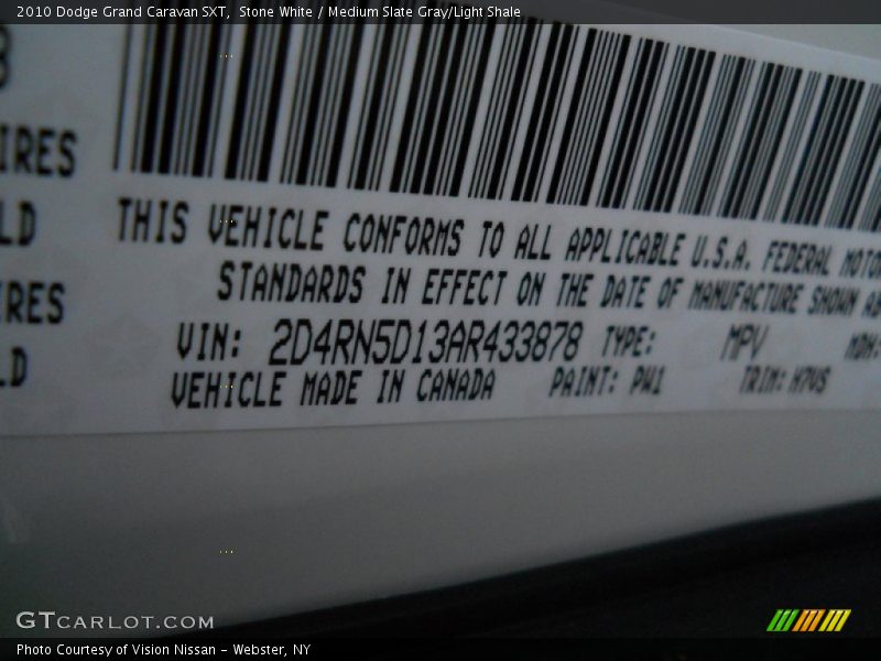 Stone White / Medium Slate Gray/Light Shale 2010 Dodge Grand Caravan SXT