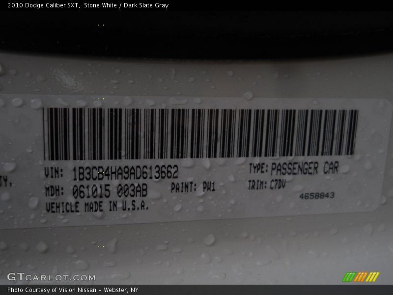 Stone White / Dark Slate Gray 2010 Dodge Caliber SXT