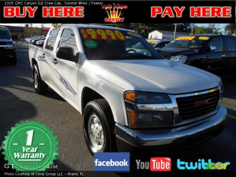 Summit White / Pewter 2005 GMC Canyon SLE Crew Cab