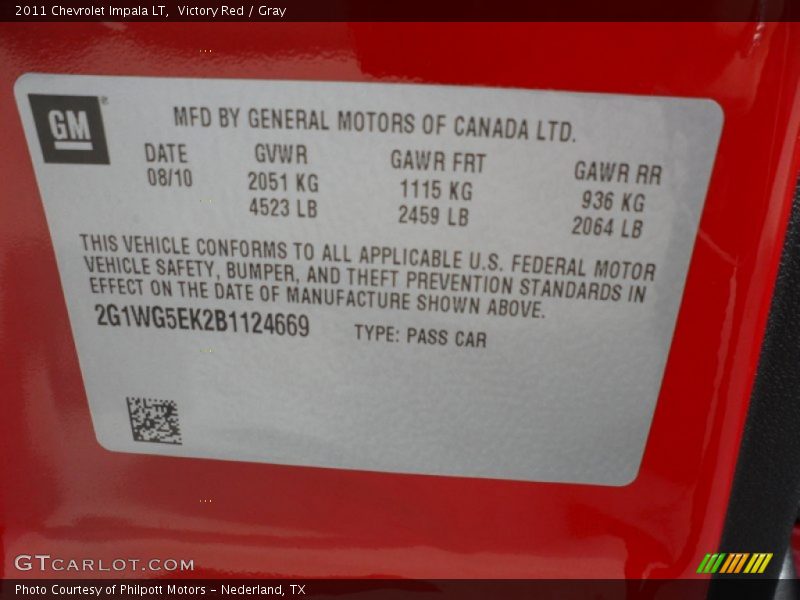 Victory Red / Gray 2011 Chevrolet Impala LT