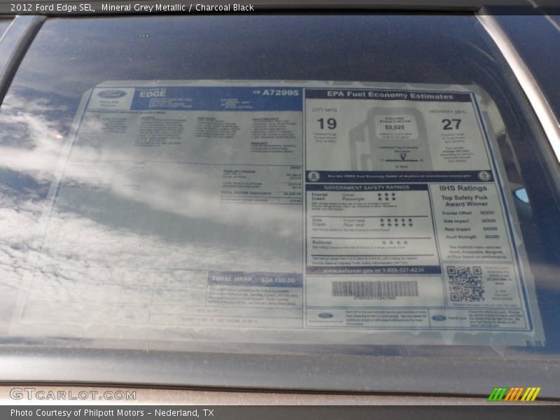 Mineral Grey Metallic / Charcoal Black 2012 Ford Edge SEL