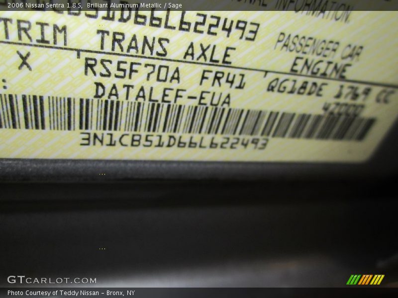 Brilliant Aluminum Metallic / Sage 2006 Nissan Sentra 1.8 S