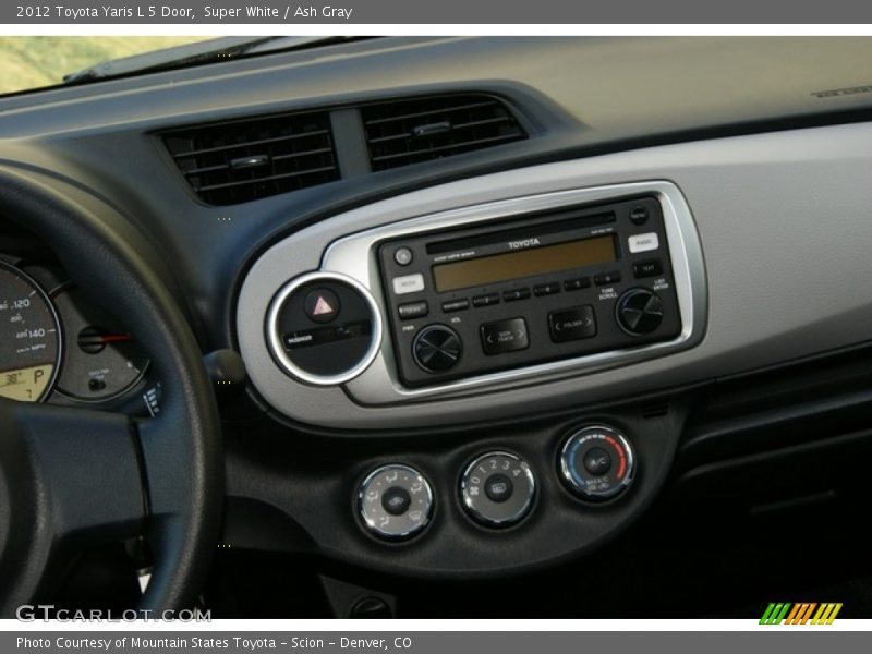 Super White / Ash Gray 2012 Toyota Yaris L 5 Door