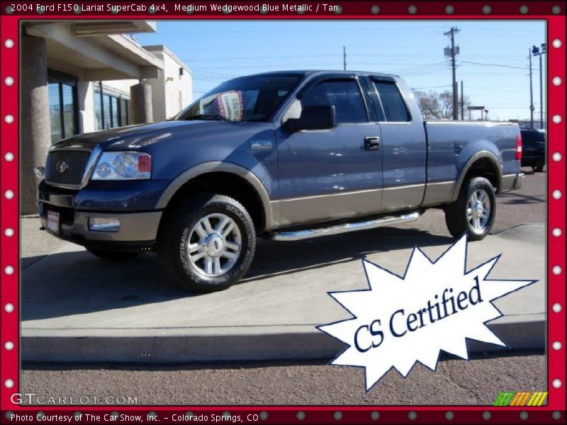 Medium Wedgewood Blue Metallic / Tan 2004 Ford F150 Lariat SuperCab 4x4