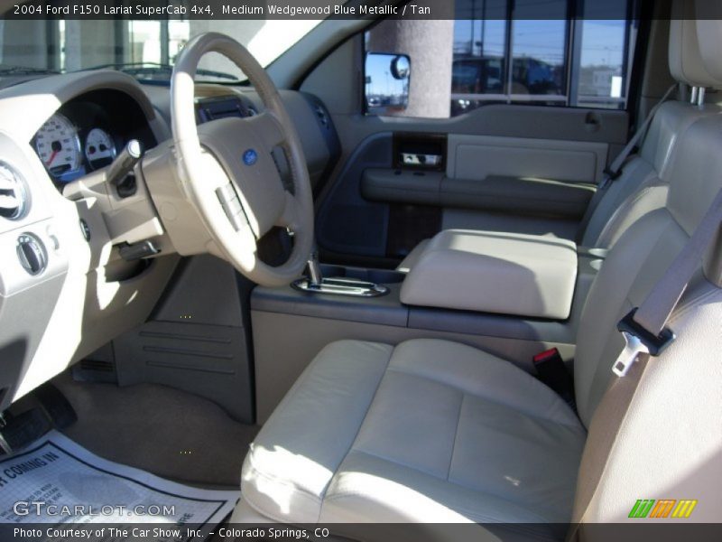 Medium Wedgewood Blue Metallic / Tan 2004 Ford F150 Lariat SuperCab 4x4
