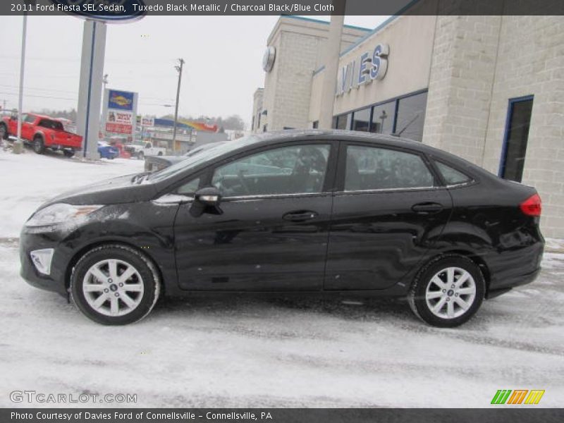 Tuxedo Black Metallic / Charcoal Black/Blue Cloth 2011 Ford Fiesta SEL Sedan