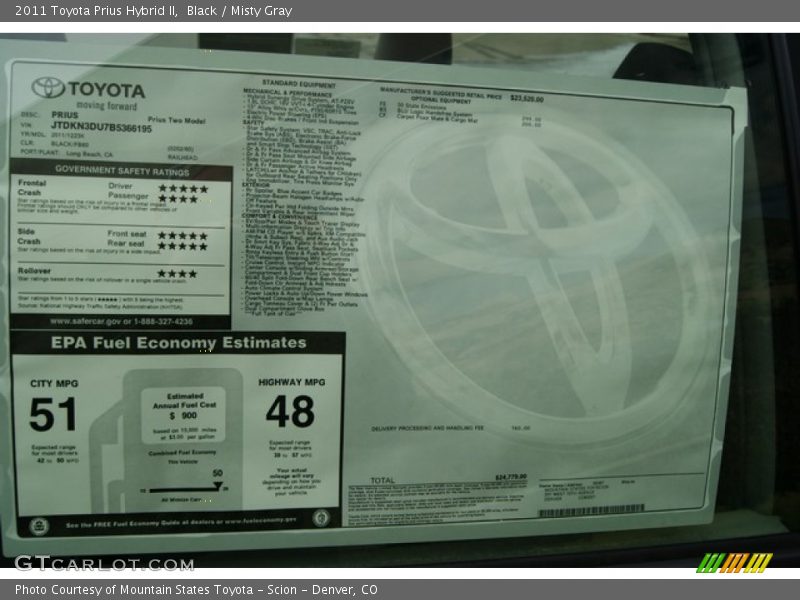 Black / Misty Gray 2011 Toyota Prius Hybrid II
