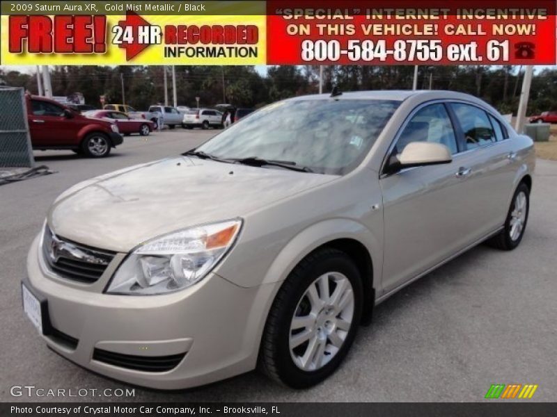 Gold Mist Metallic / Black 2009 Saturn Aura XR