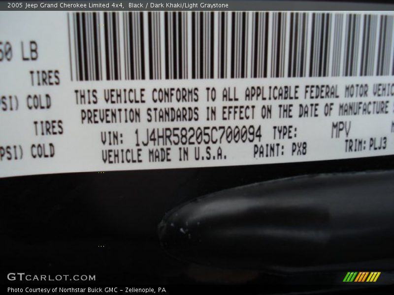 Black / Dark Khaki/Light Graystone 2005 Jeep Grand Cherokee Limited 4x4