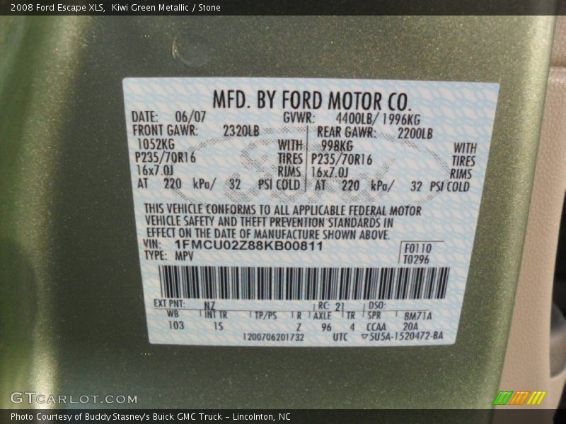 Kiwi Green Metallic / Stone 2008 Ford Escape XLS