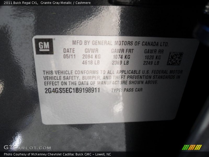 Granite Gray Metallic / Cashmere 2011 Buick Regal CXL