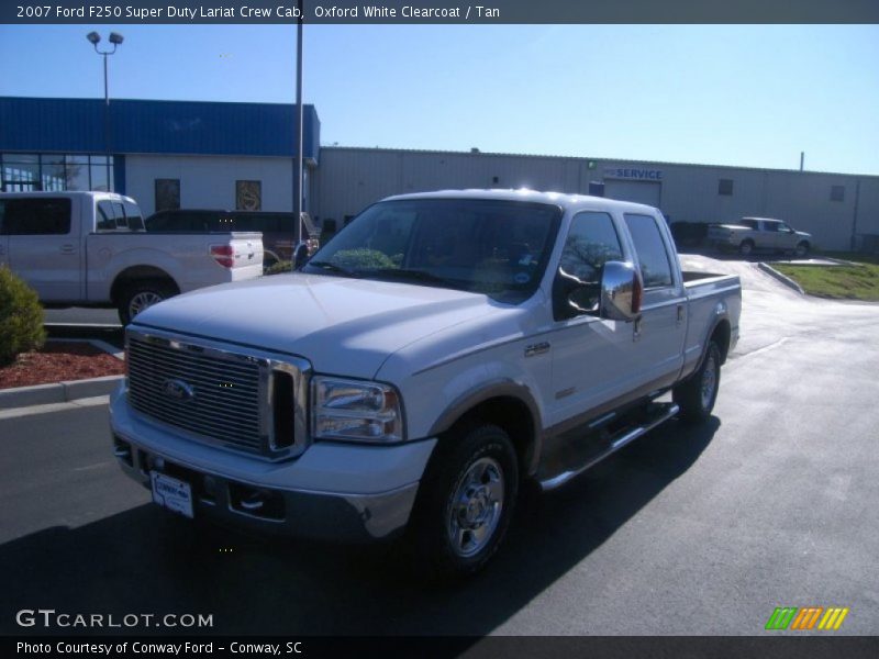 Oxford White Clearcoat / Tan 2007 Ford F250 Super Duty Lariat Crew Cab