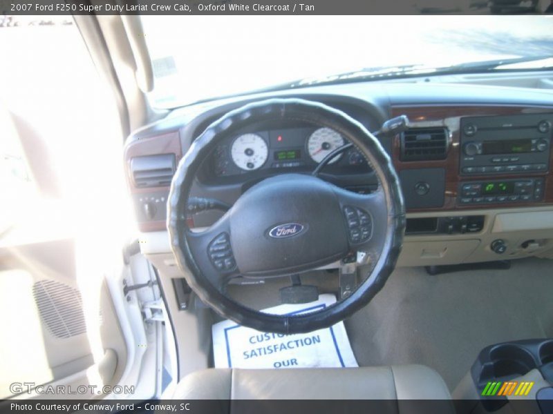 Oxford White Clearcoat / Tan 2007 Ford F250 Super Duty Lariat Crew Cab