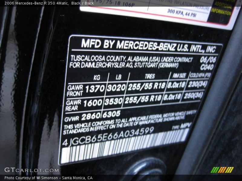 Black / Black 2006 Mercedes-Benz R 350 4Matic