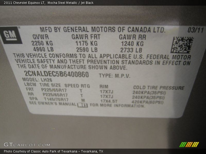 Mocha Steel Metallic / Jet Black 2011 Chevrolet Equinox LT