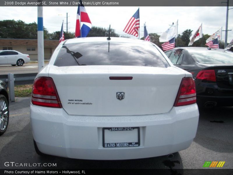 Stone White / Dark Khaki/Light Graystone 2008 Dodge Avenger SE