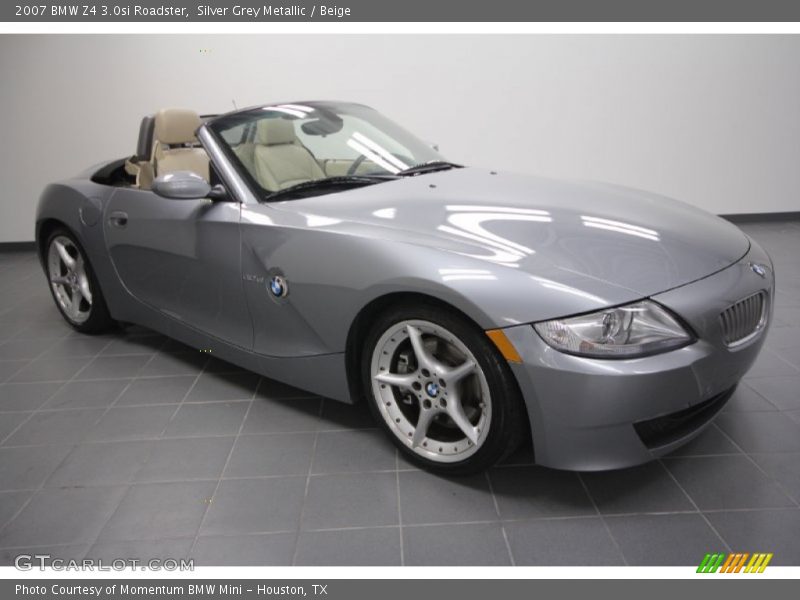 Silver Grey Metallic / Beige 2007 BMW Z4 3.0si Roadster