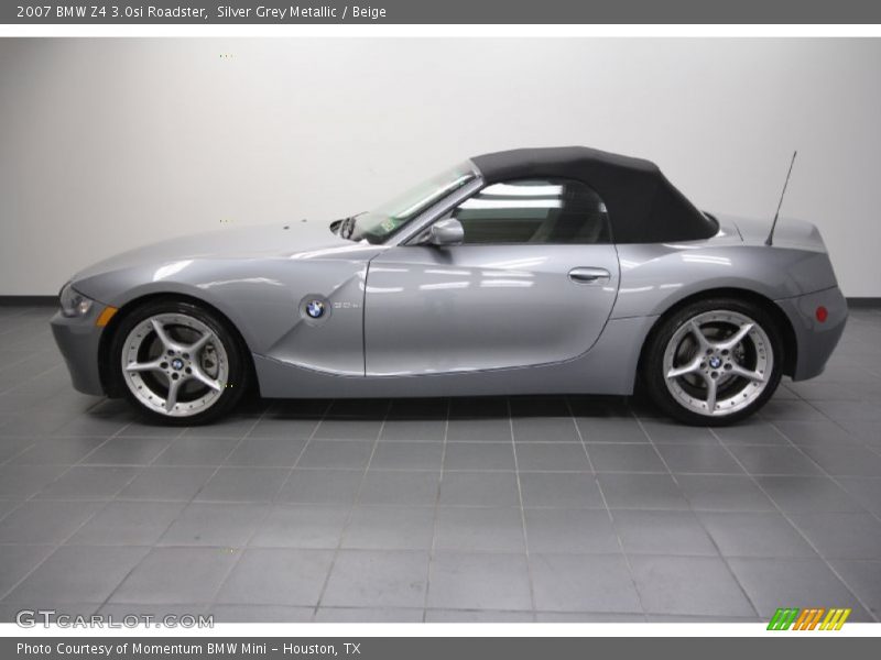 Silver Grey Metallic / Beige 2007 BMW Z4 3.0si Roadster