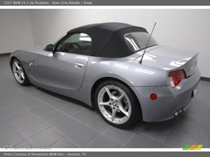 Silver Grey Metallic / Beige 2007 BMW Z4 3.0si Roadster