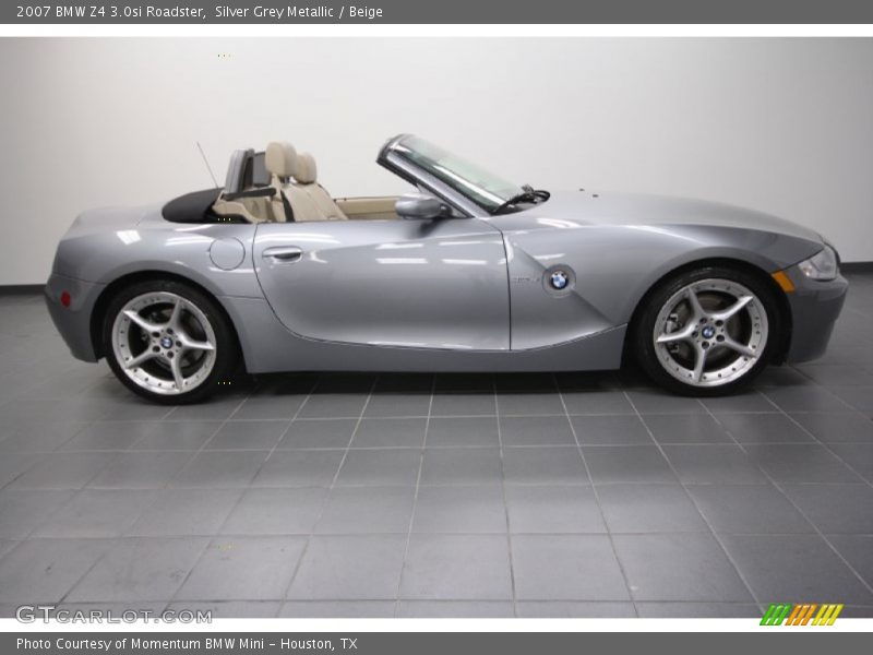 Silver Grey Metallic / Beige 2007 BMW Z4 3.0si Roadster