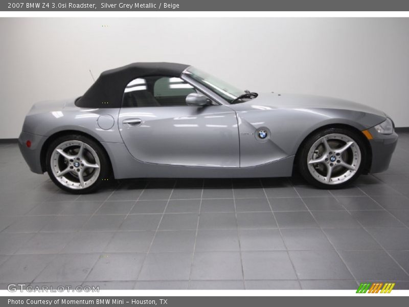 Silver Grey Metallic / Beige 2007 BMW Z4 3.0si Roadster