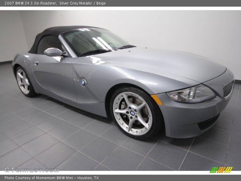 Silver Grey Metallic / Beige 2007 BMW Z4 3.0si Roadster