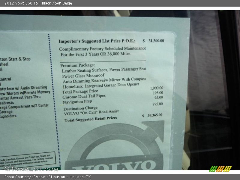 Black / Soft Beige 2012 Volvo S60 T5