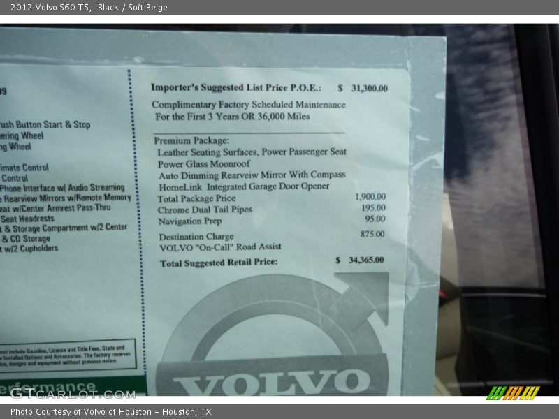 Black / Soft Beige 2012 Volvo S60 T5