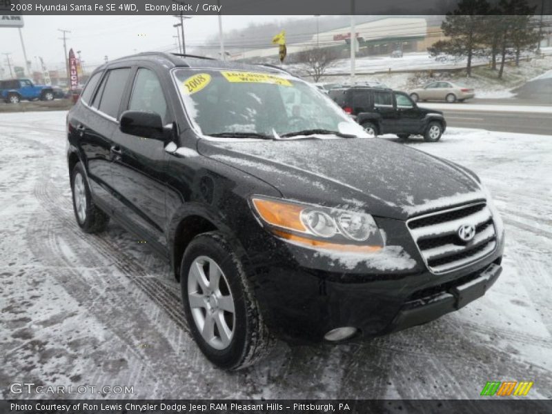 Ebony Black / Gray 2008 Hyundai Santa Fe SE 4WD