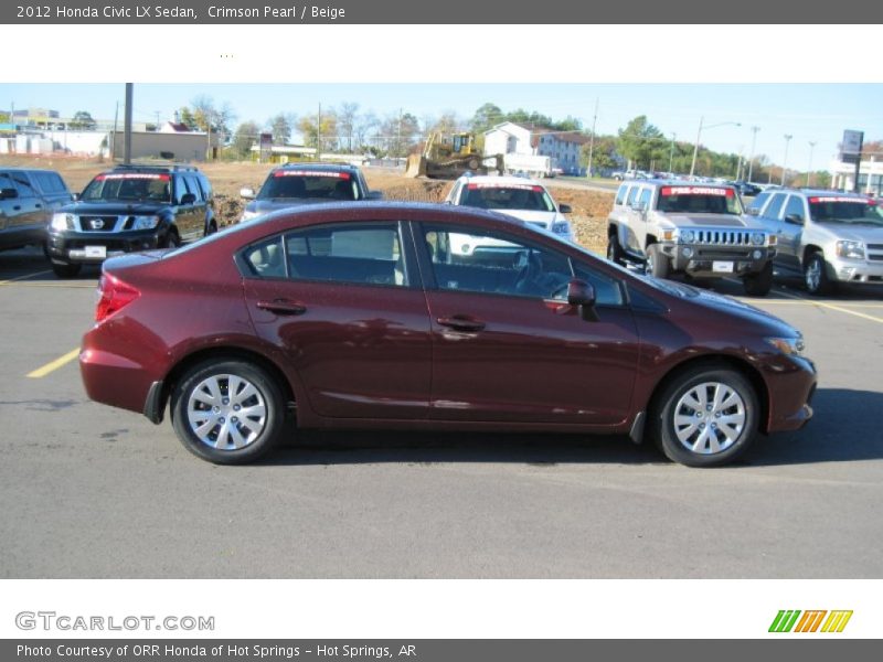 Crimson Pearl / Beige 2012 Honda Civic LX Sedan