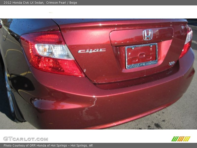 Crimson Pearl / Beige 2012 Honda Civic LX Sedan