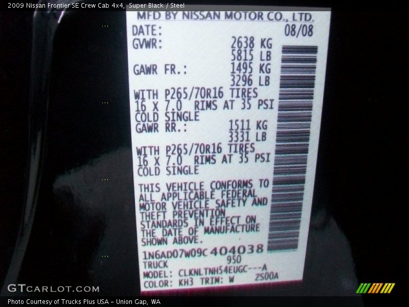 Super Black / Steel 2009 Nissan Frontier SE Crew Cab 4x4