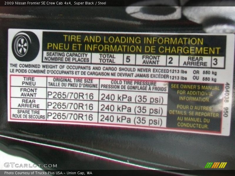 Super Black / Steel 2009 Nissan Frontier SE Crew Cab 4x4