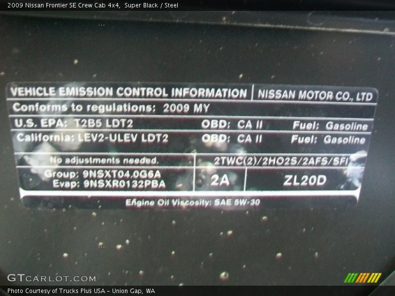 Super Black / Steel 2009 Nissan Frontier SE Crew Cab 4x4