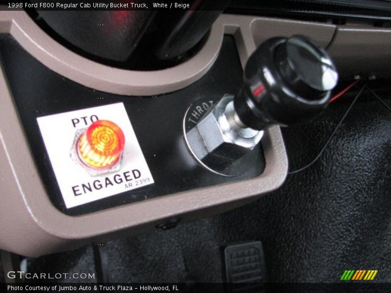 White / Beige 1998 Ford F800 Regular Cab Utility Bucket Truck