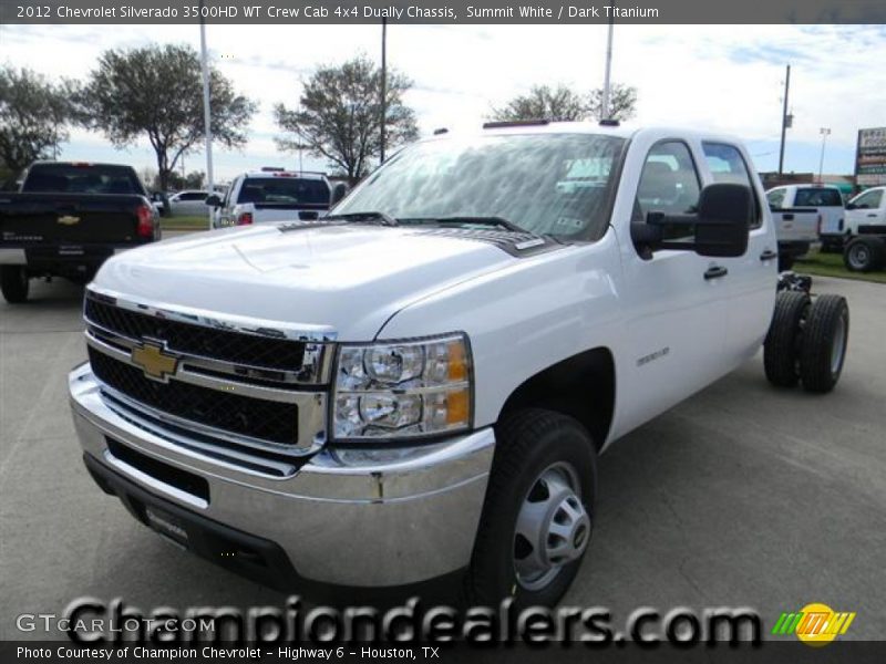Summit White / Dark Titanium 2012 Chevrolet Silverado 3500HD WT Crew Cab 4x4 Dually Chassis