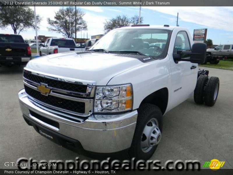 Summit White / Dark Titanium 2012 Chevrolet Silverado 3500HD WT Regular Cab Dually Chassis