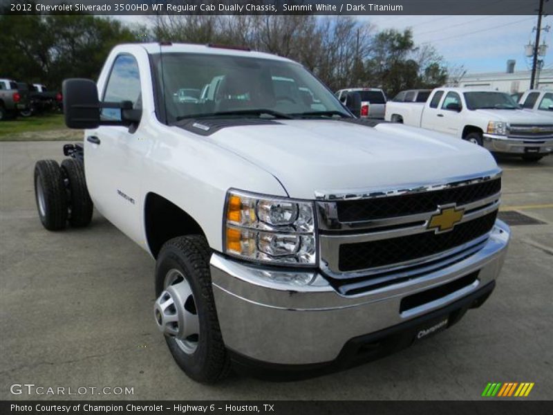 Summit White / Dark Titanium 2012 Chevrolet Silverado 3500HD WT Regular Cab Dually Chassis