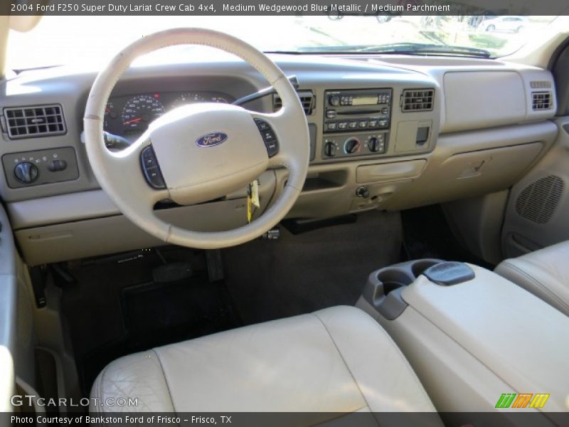 Medium Wedgewood Blue Metallic / Medium Parchment 2004 Ford F250 Super Duty Lariat Crew Cab 4x4