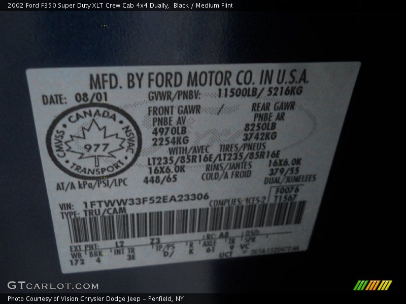 Black / Medium Flint 2002 Ford F350 Super Duty XLT Crew Cab 4x4 Dually