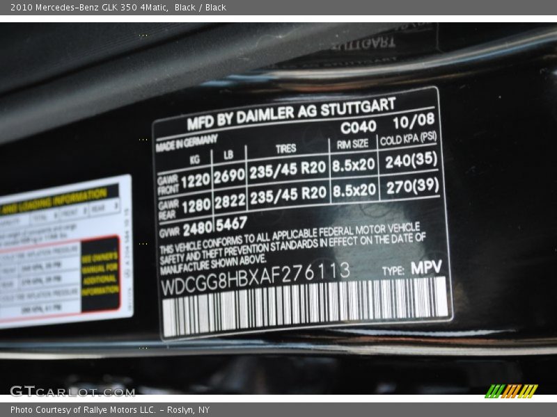 Black / Black 2010 Mercedes-Benz GLK 350 4Matic