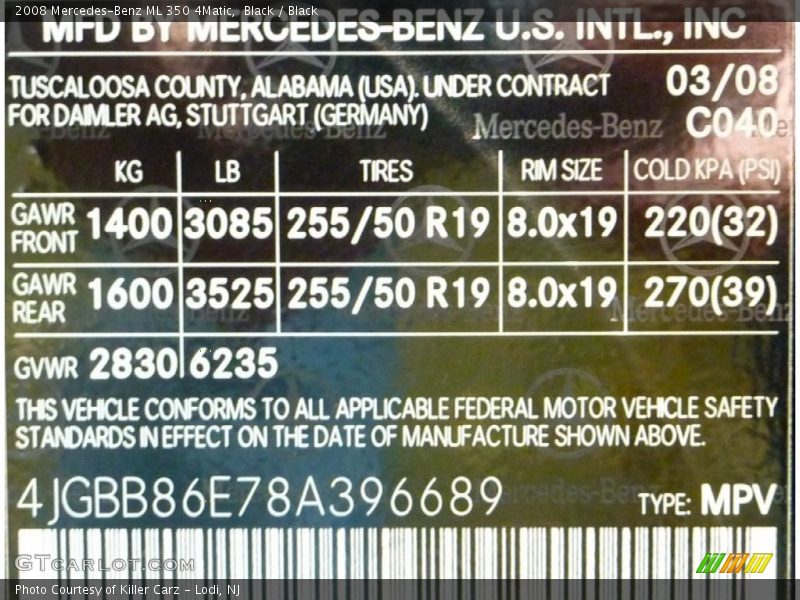 Black / Black 2008 Mercedes-Benz ML 350 4Matic