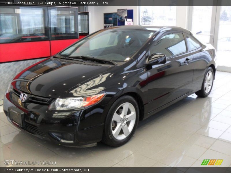 Nighthawk Black Pearl / Black 2008 Honda Civic EX-L Coupe