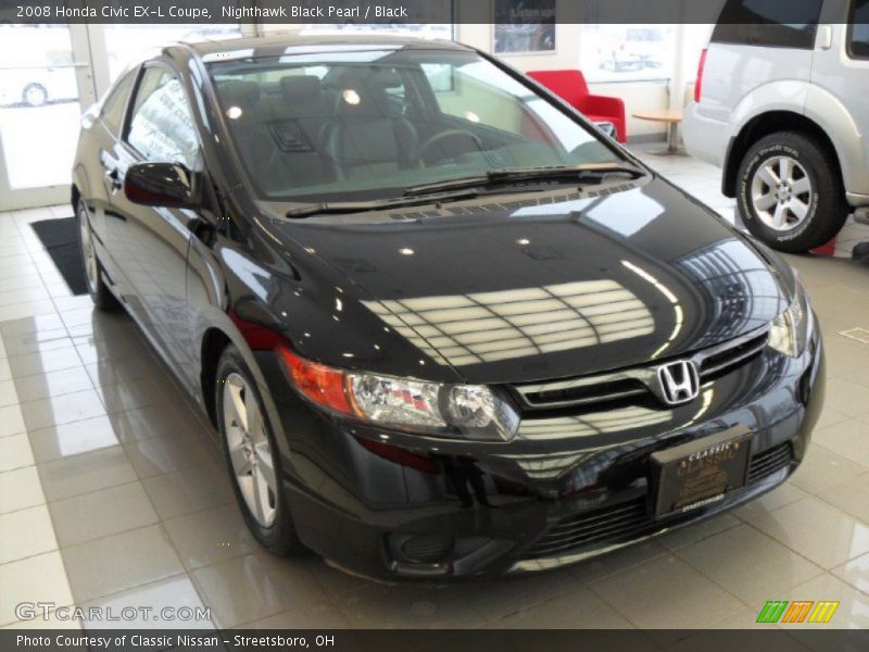Nighthawk Black Pearl / Black 2008 Honda Civic EX-L Coupe