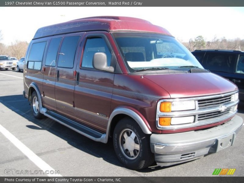 Madrid Red / Gray 1997 Chevrolet Chevy Van G1500 Passenger Conversion