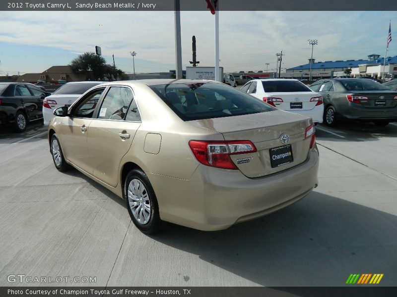 Sandy Beach Metallic / Ivory 2012 Toyota Camry L