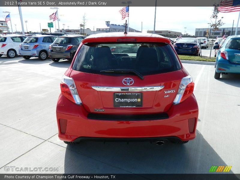 Absolutely Red / Dark Gray 2012 Toyota Yaris SE 5 Door