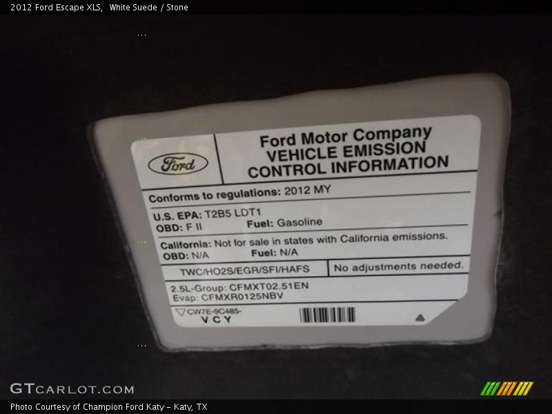 White Suede / Stone 2012 Ford Escape XLS