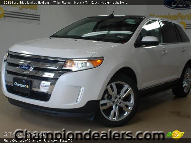 White Platinum Metallic Tri-Coat / Medium Light Stone 2012 Ford Edge Limited EcoBoost