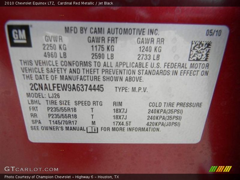 Cardinal Red Metallic / Jet Black 2010 Chevrolet Equinox LTZ